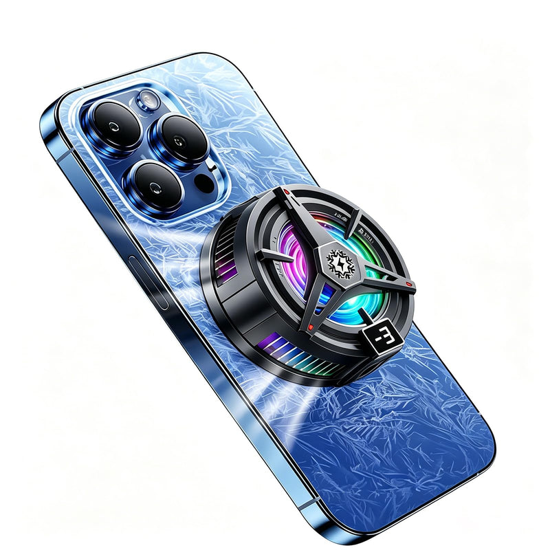 Magnetic Semiconductor Phone Cooler, 3-Speed Adjustable Gaming Phone Cooling Fan with RGB Light, Detachable Clip Phone Cooler for iPhone/Android, Portable Phone Radiator (Black) Black
