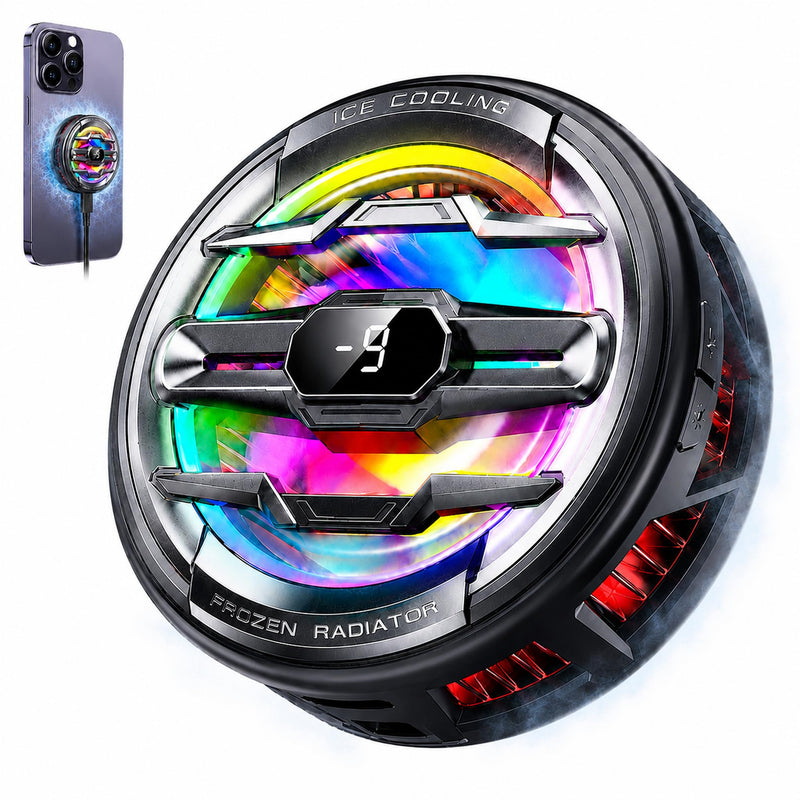 Cyberix Magnetic Phone Cooler for iPhone with AI Temperature Control | Rapid Cooling, LED Temperature Display, 6 RGB Light Modes, Ideal for Gaming, Photography, and Live Streaming