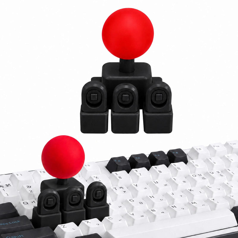 Arcade Joystick Keycaps Full Functional 4-Way Mech Keyboard Controller, Magnetic Quick-Release Switch (WASD B Set) Black-Red