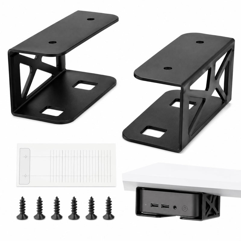 Under Desk Laptop Mount,Mini PC Storage Mount | CPU Holder,for Devices Up to 1.85" Thick Compatible MacBook, Mini, Keyboard,