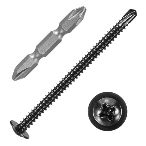 100Pcs #10x2-1/2 Self-Tapping Sheet Metal Screws Black Oxide