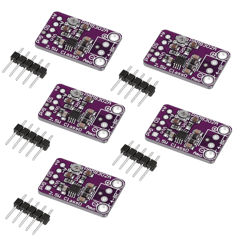 5 Pack Single Channel Audio Amplifier Module Board PAM8302 2.5W Single Channel Audio Amplifier Board Mini Digital Power Amplifiers Boards Class D MP4 Audios Power Amplifiers Boards Amp Module