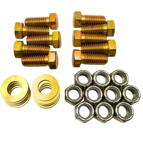 7/16"-14 x 1 Grade 8 Bolts (10-Pack) – Heavy-Duty Hex Bolts Includes Flat Washers & Nylon Lock Nuts – High-Strength SAE J429 Anti-Vibration 1.0" Coarse Thread Bolts 10 Bolts, Washers, Nuts