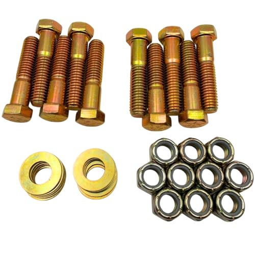 7/16"-14 x 2 Grade 8 Bolts (10-Pack) – Heavy-Duty Hex Bolts Includes Flat Washers & Nylon Lock Nuts – High-Strength SAE J429 Anti-Vibration 2.0" Coarse Thread Bolts 10 Bolts, Washers, Nuts
