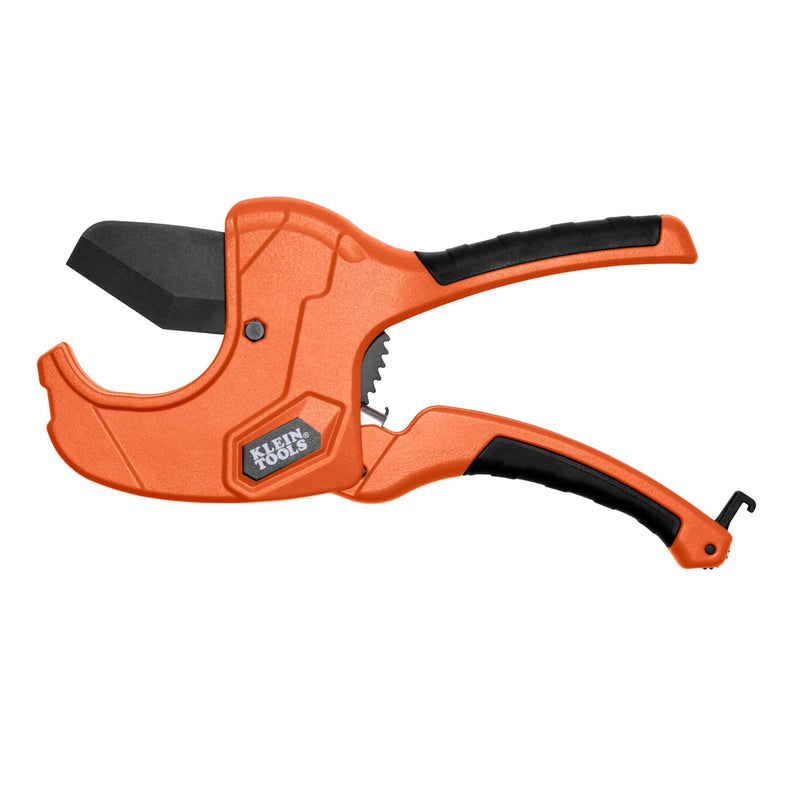 Klein Tools 50080 Ratcheting PVC Pipe Cutter, Cuts 2-Inch ID PVC, CPVC, PEX Pipes, One-Handed Operation, Replaceable Blades