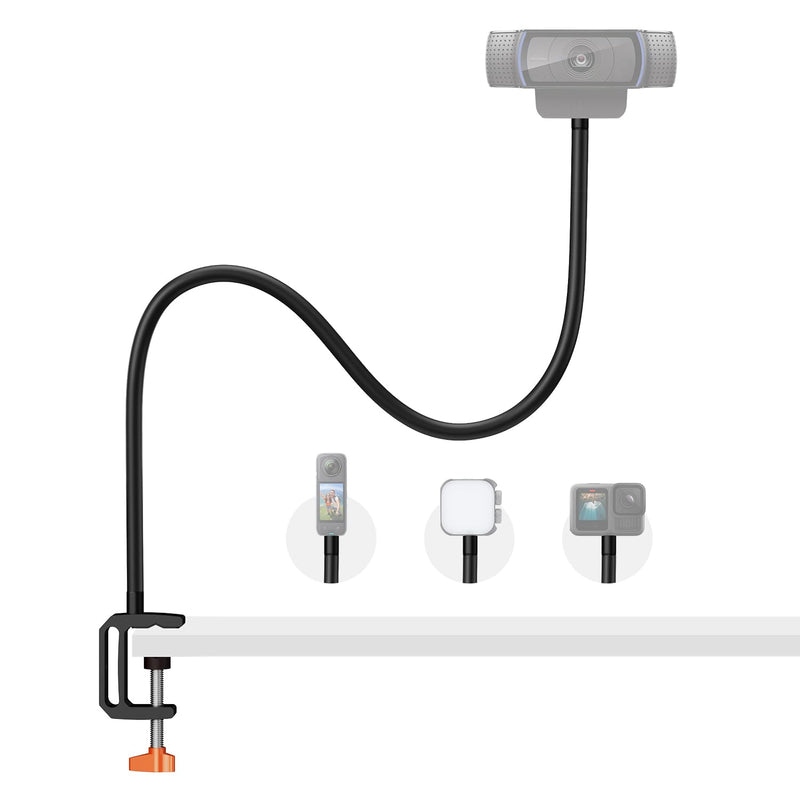 K&F CONCEPT Desk Webcam Camera Mount 27.5" Gooseneck Arm with 1/4" Screw | Overhead Camera Clamp Mount Adjustable Aluminum Arm for Remote Workers Content Creators Streamer Home Office Users, MS-57 27.5" Gooseneck Mount