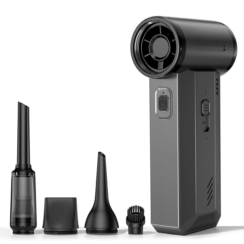 Antarctic Star 130000 RPM Electric Air Duster, Portable Turbo Blower with Stepless Airflow Adjustment and Vacuum Cleaning Kit for Computer, Keyboard, Car Interior & Outdoor Use, Grey GRAY