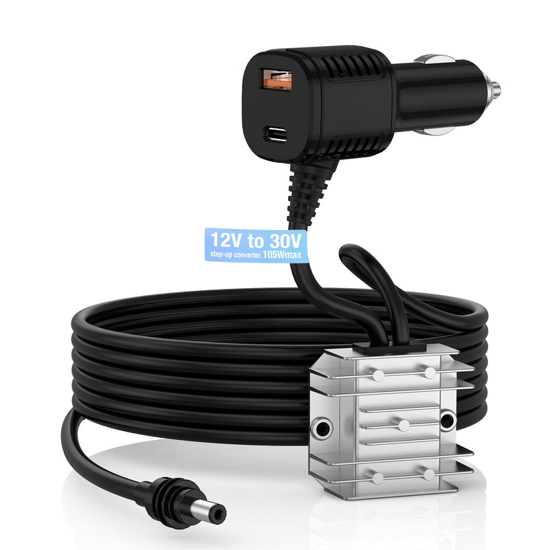 Starlink Mini 105W Car Charger, 12V/24V to 30V DC-DC Step-Up Booster, Stable Regulated 30V Output with Real-Time Voltmeter, Waterproof Power Cable for Starlink Mini Satellite System
