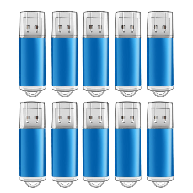 10 Pack 4GB Blue Plastic USB 2.0 Thumb Drives,with LED Indicator | Lightweight plastic shell with LED indicator for easy file transfer flash drive, memory stick, usb stick and pendrive. 10 Pack Plastic USB Blue