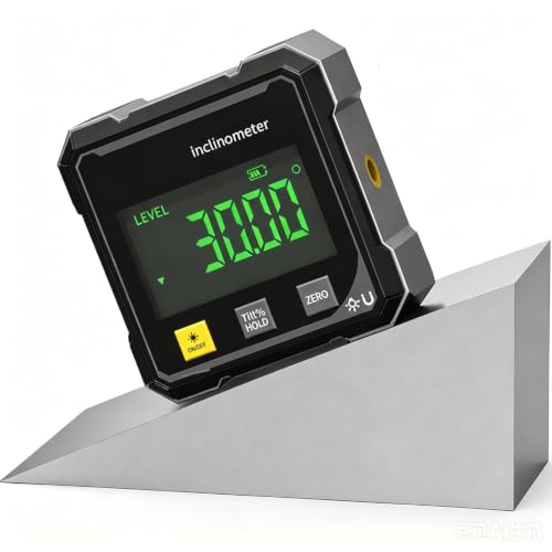 Digital Angle Finder Magnetic, 4-Side Magnetic Digital Level and Digital Angle Gauge, Rechargeable Digital Inclinometer with Backlit LCD, Angle Finder Measuring Tool for Woodworking, Machinery