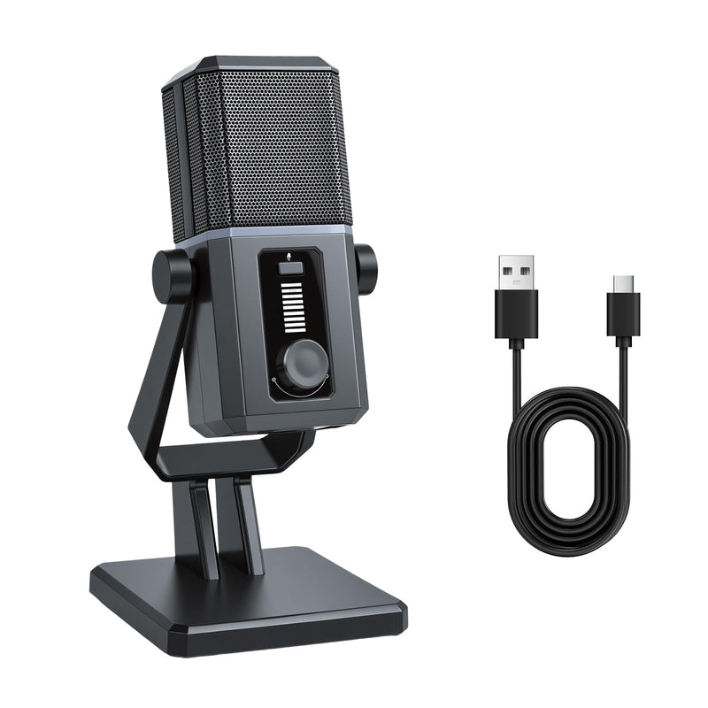ELUTENG USB Gaming Microphone RGB Lighting Noise Cancelling | PC Streaming, 5ft USB to USB-C Cable, Desktop Mic, Podcasting, Singing, Recording, Meeting