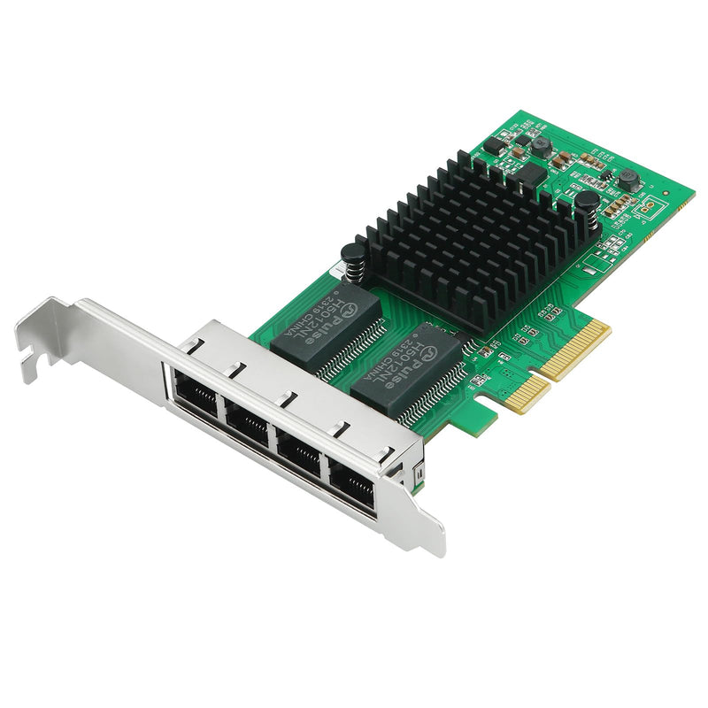4-Port Gigabit Ethernet Converged Network Adapter (NIC) with Intel I350 Chip | Ethernet PCI Express NIC Network Card | Quad Copper RJ45 Ports | PCI Express 2.1 X4 | Compare to Intel I350-T4
