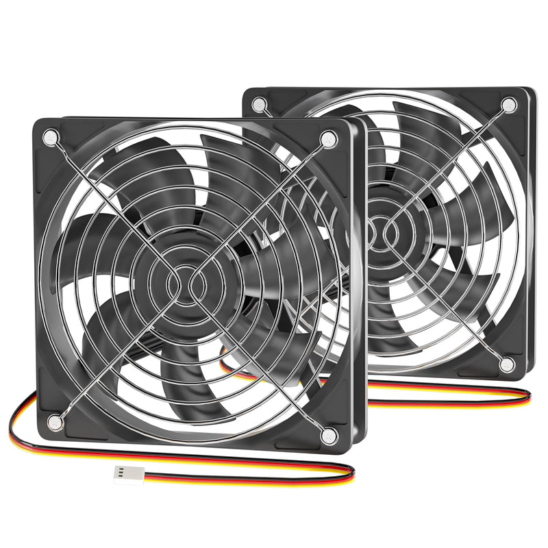 120mm DC Cooling Fan 12V 3 Pin 2-Pack, Quiet 12V Computer Fan 2000RPM for Gaming PC, Server Rack, 3D Printer, DIY Ventilation Cooling Projects