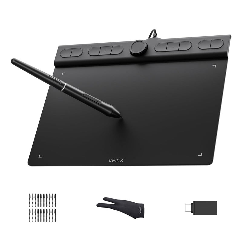 VEIKK VK850 8×5" Drawing Tablet,16384 Pressure Levels Battery-Free Stylus | 10 Shortcut Keys + Quick Dial, for Digital Art, Photo Editing, Teaching,Gaming, Work with PC, Mac, Linux, and Android 8*5 inch