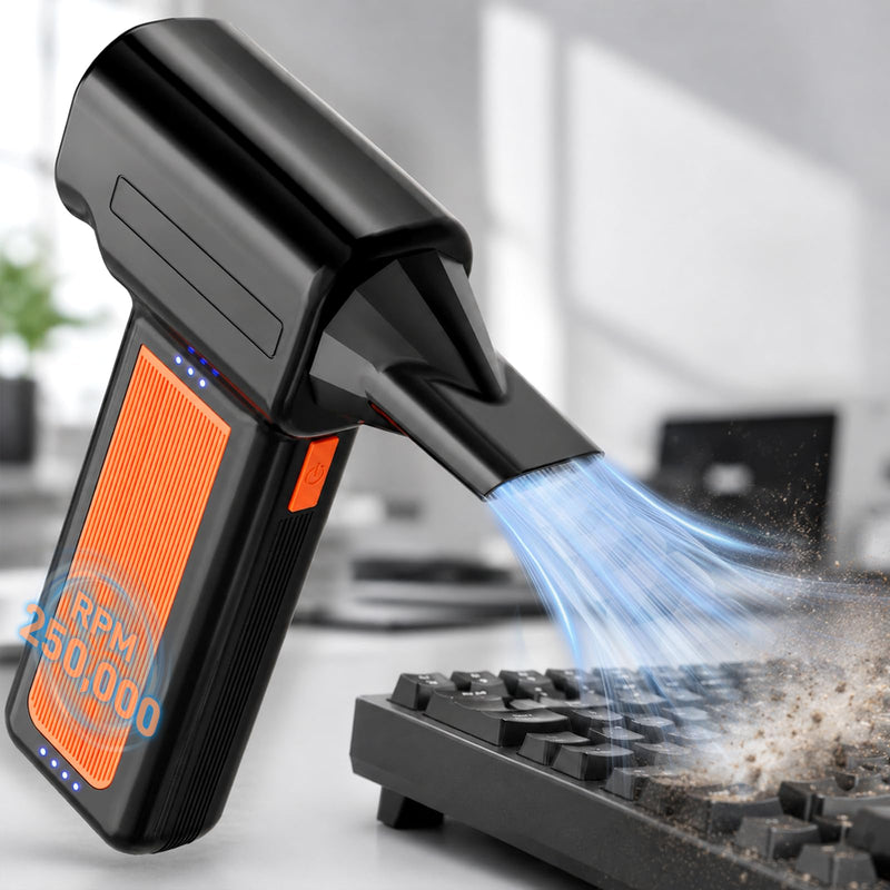 250000RPM Electric Air Duster for Keyboard: One Blow Clears Dust and Crumbs | Powerful & 5 Nozzles More Versatile - Fast Charging Rechargeable and Reusable Mini Blower - No More Sticky Keys for PC Gamers