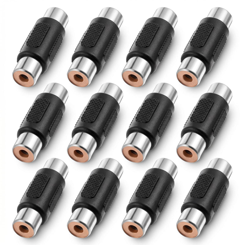 12-Pack RCA Female to Female Adapter, RCA Adapter Audio Video Connector RCA Extension Cable Adapter Coupler for TV Phono Speaker & Amplifiers