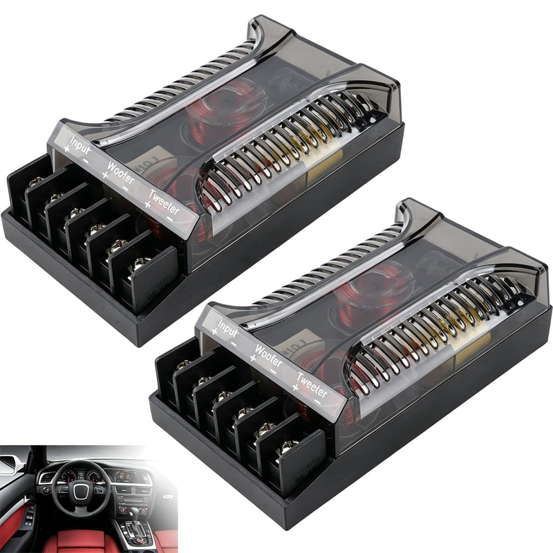 300 Watts 2 Way Crossover, 2Pcs Passive Crossover for Car Audio Tweeter & Speaker, Overcurrent Protection, Universal Heat Dissipation, 2-Way Speaker Frequency Divider