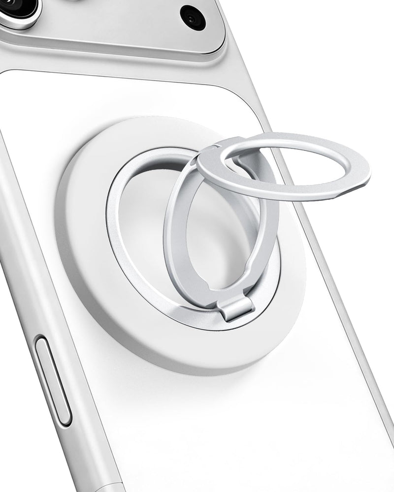 Ultra-Thin Magnetic Phone Ring Holder Grip for Magsafe Accessories | 360° Rotating Magnetic Cell Phone Grip With Dual-Sided Magnet And Foldable Stand For MagSafe & iPhone 17-12 Pro Max&Android silver