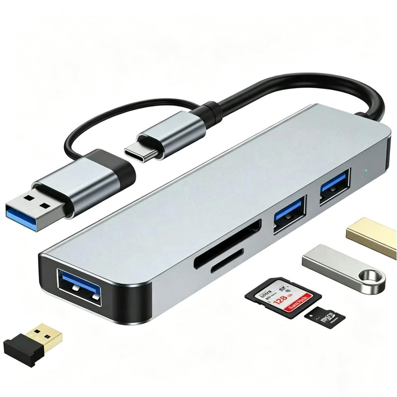 5 in 1 USB C Hub USB-C Multi-Port Adapter with 4K HDMI 100W PD USB 3.0 SD TF Card Reader for Laptops Travel 5in1