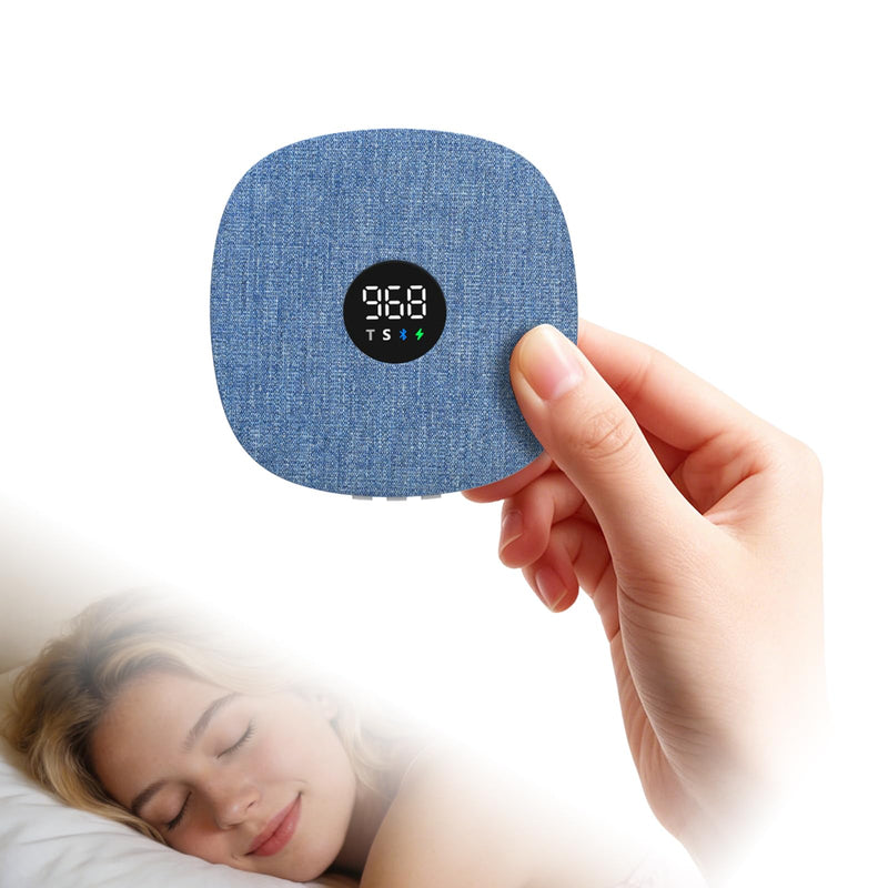 Hesond Under Pillow Speaker Dual Bone Conduction Stereo Bluetooth Wireless Music Portable Sleep Sound Sleep Speaker with LED Display White Noise Timer for Side Sleepers Supports TF Card (Blue) Blue