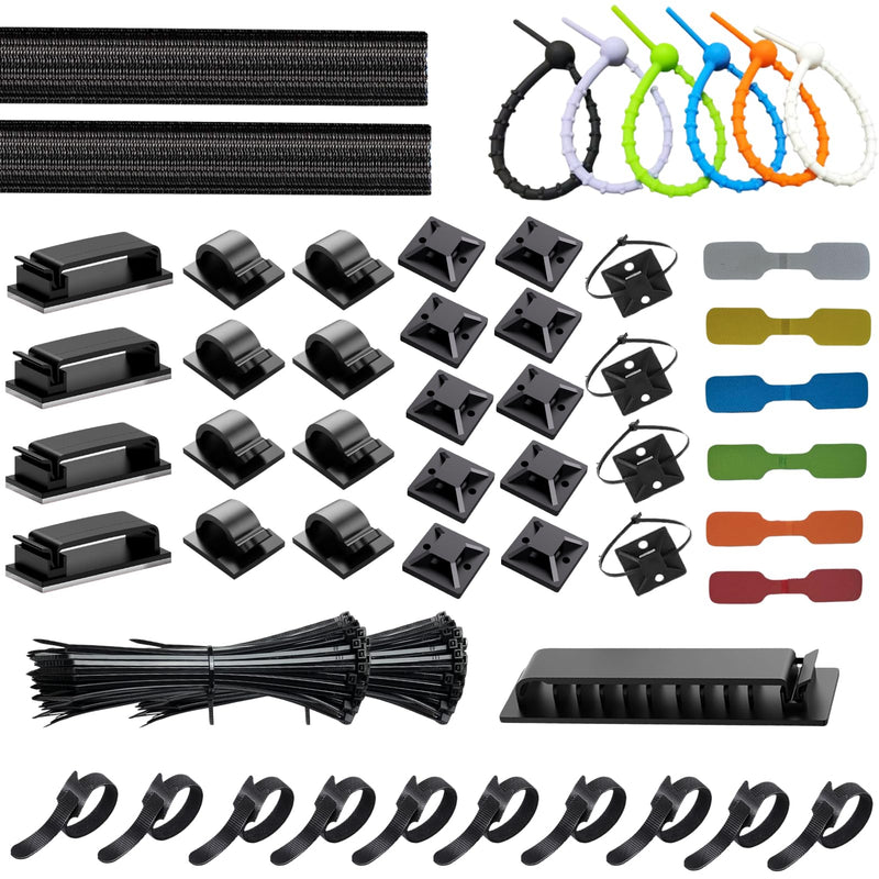 [261Pcs] Cable Management Kit, Cord Organizer, Complete Desk Cable Management Solution to Keep Desk Clean, Cable Organizer Accessories for Home Office Essentials, Black