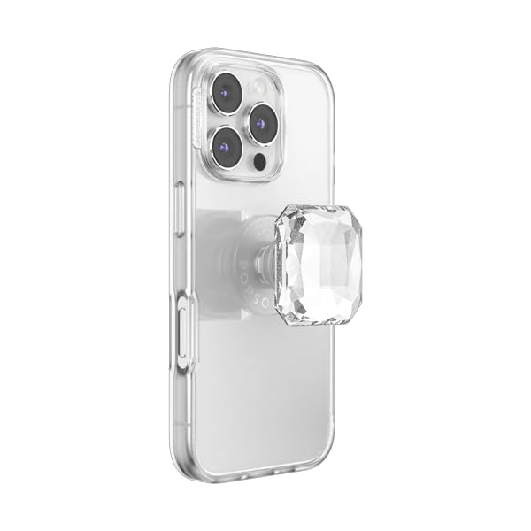 PopSockets Adhesive Phone Grip, Holder, Phone Stand, Heart - Pillow Cut Heart Clear Glitter Pillow Cut Glitter