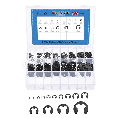 550Pcs M1.5-M15 External Retaining Ring E Clip Snap Rings 550