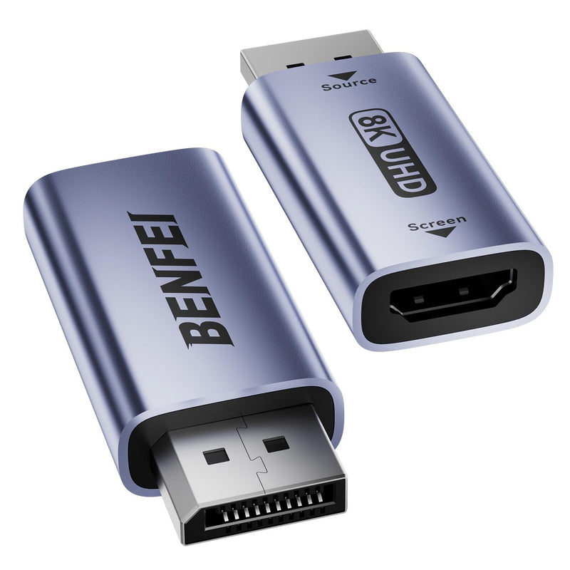 BENFEI DisplayPort 1.4 to HDMI 2.1 Adapter 8K@60Hz/4K@240Hz/1080P@480Hz, Unidirectional DP Computer to HDMI Monitor, High-Spec Aluminum Converter for Gaming Monitor, TV, AMD, NVIDIA