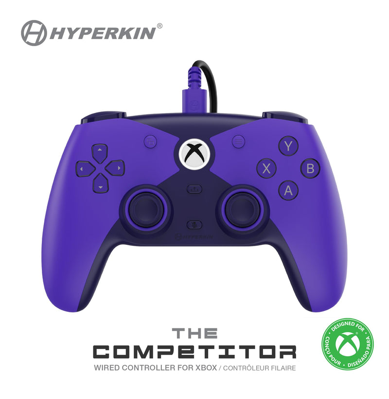 Hyperkin The Competitor Wired Controller for XBOX Series X|S, XBOX One & PC with Hall Effect Joysticks & Impulse Triggers; Symmetrical Layout & Precision D-Pad - Officially Licensed XBOX - Murasaki (Purple) Purple