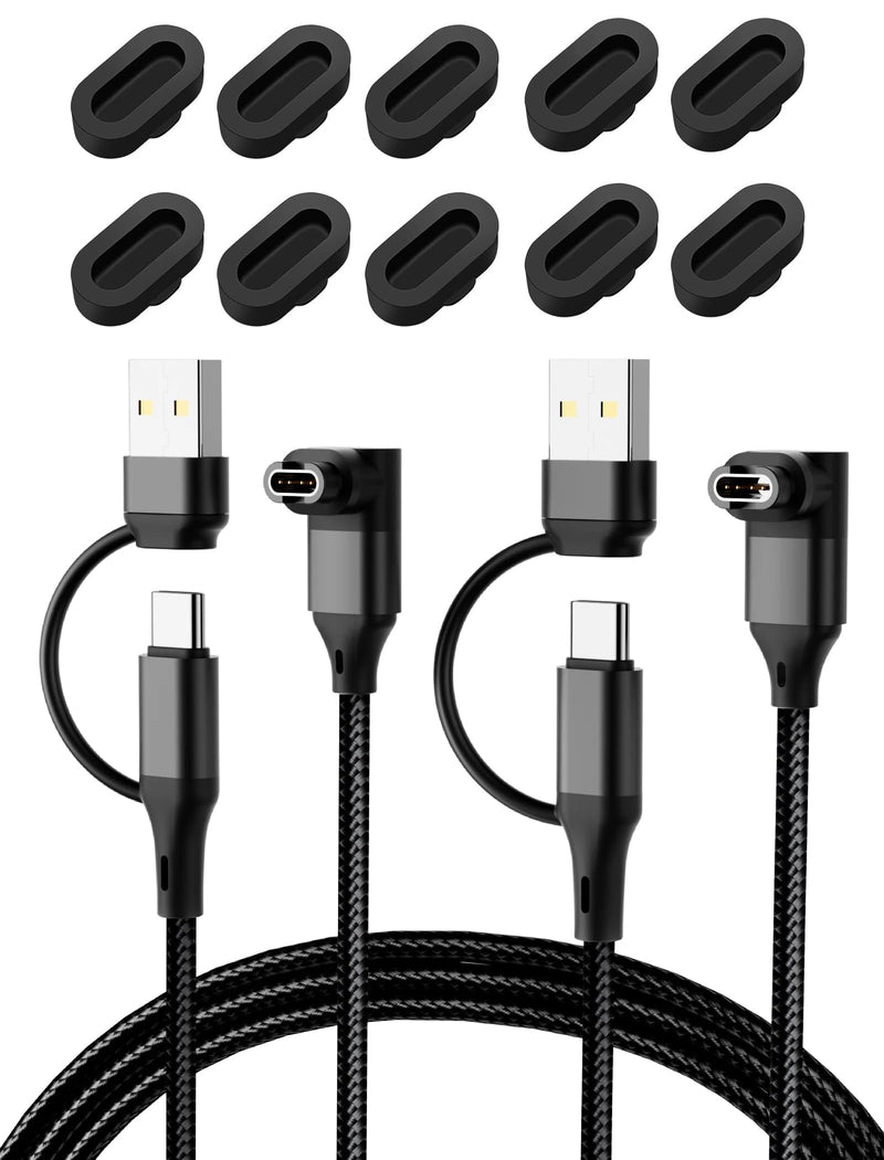 Leiwa Watch Charger Compatible with Garmin, USB-C/USB-A, 2-Pack, 3.3ft, 10 Silicone Dust Plugs Black 1 meter