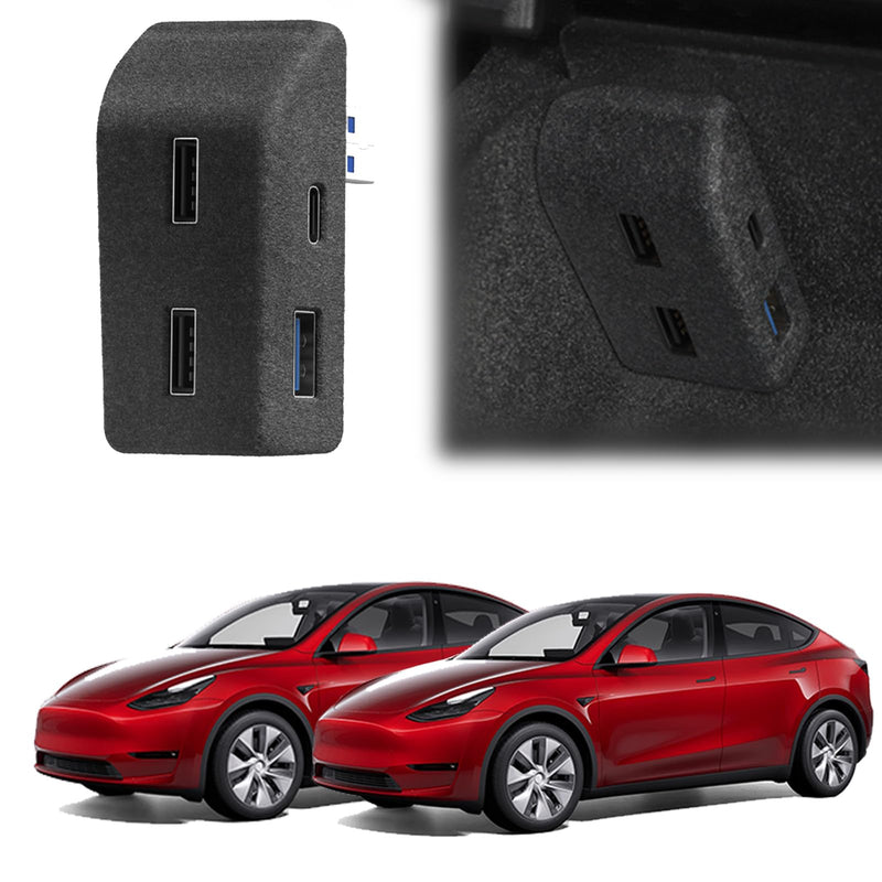 Glove Box USB Hub for Tesla Model Y (2021-2024) & Model 3 (2021-2023), 3 USB A & 1 USB C High-Speed Data Transfer & Charging for Dashcam, Sentry Mode, SSD, Game Controllers, Music 2020-2024Model Y&2017-2023Model 3 3 USB-A & 1 USB-C