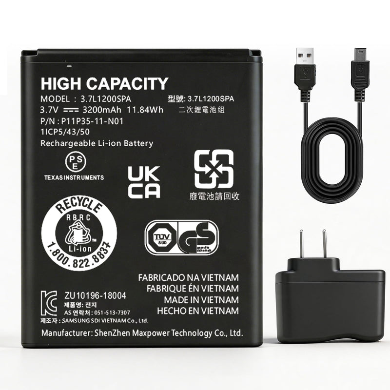 1-Pack TI-84 Plus CE Battery+Charger for Texas Instruments,𝗨𝗽𝗴𝗿𝗮𝗱𝗲𝗱 High Capacity 0 Cycle,P11P35-11-N01 Battery,Part No 3.7L1200SPB 3.7V TI-Nspire CX II TI-Nspire CX II CAS