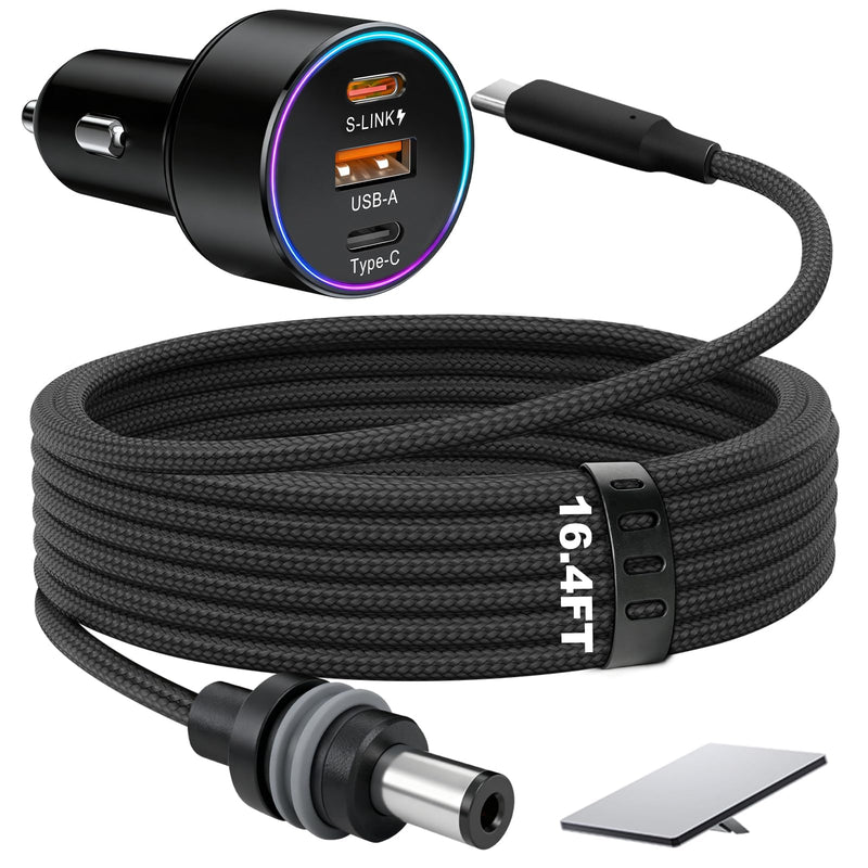 Starlink Mini Car Adapter, 3-in-1 DC Power Cable with 12V to 24V Cigarette Lighter Adapter, 100W Car Power Supply + PD 30W + USB-A 22.5W for Trucks, RVs, Boats - 16.4FT