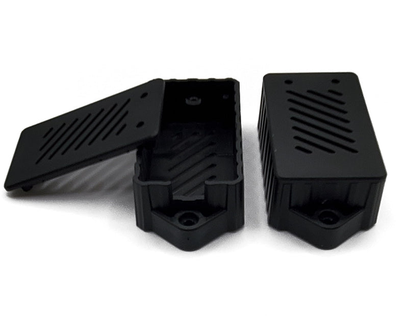 Premium ESP32 Computer Case, 2-Pack, Inject Molded, Passthrough (Black) | Ventilation Slots, Mounting Ears, Snap-On Lid, PC-ABS Material, Fits ESP-WROOM-32 30-Pin