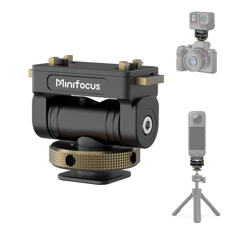 MINIFOCUS Magnetic Cold Shoe Adapter Mount, 360° Rotatable 160° Tilt Action Camera Hot Shoe Mount with 1/4" Screw Hole Compatible with Insta360 Ace Pro/Ace Pro2/X4/X4 Air/X5 V4119