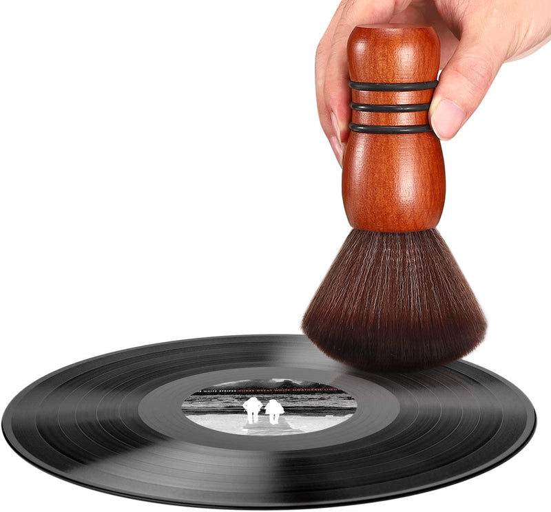 Facmogu Vinyl Record Cleaning Brush, Anti-Static Soft LP Record Cleaner | Ultra-Fine Fiber Bristles | For Vinyl LP CD Album Care, Retro Design | Wooden Handle | Turntable Record Player Accessories 1 Pack