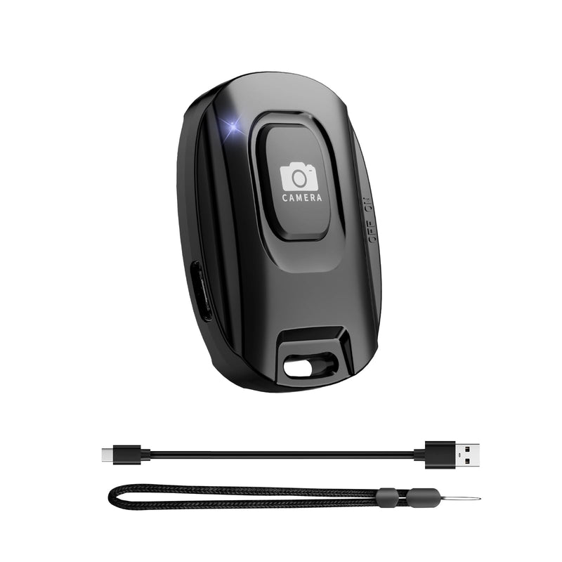 Bluetooth Camera Remote Shutter for iPhone and Android Smartphones, Rechargeable Wireless Phone Remote Control,Selfie Button for Photos and Videos, Charging Cable Included-Black 1