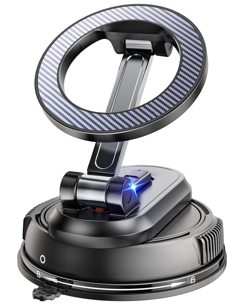 2-IN-1 Detachable MagSafe Car Mount, Vacuum Magnetic Phone Holder for Car | [2800gf Strong Magnet & 89+LBS Suction Base] Phone Holders for Your Car, 360° Adjustable Car Phone Holder for iPhone 17-12 Carbon Fiber