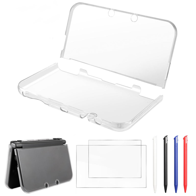 Hzxkqmil Transparent Protective Case for Nintendo New 3DS XL/LL Console | Clear Crystal Hard Case Protective Cover + 1 Set Screen Protectors Film and 4 Stylus Pen for New 3DSXL LL Case + Stylus for New 3DSXL
