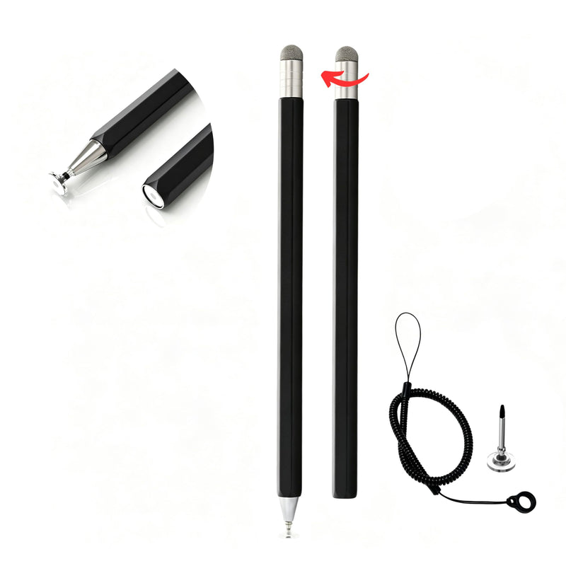 2-in-1 Rotatable Stylus Pen for Samsung Galaxy Z Fold 8/Z Fold8 Ultra Pen | Retractable Disc Tip Stylus Pen, No Charging Stylus, Aluminum Alloy Stylus, Universal Capacitive Pen Black