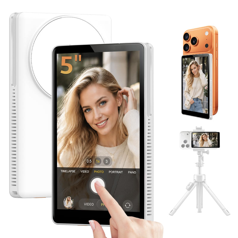 5'' Touchscreen Selfie Screen Monitor with 5000mAh Long-Lasting Battery | Portable External Phone Monitor for iPhone & Samsung, Wireless Back Camera Monitor, Magnetic Monitor for Vlog Live Streaming