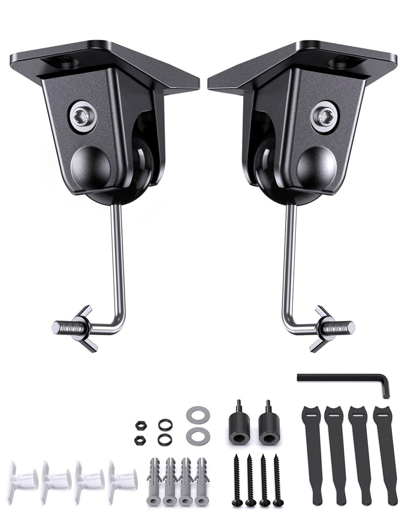 Surround Sound Satellite Speaker Ceiling Wall Mount, Swivel & Tilt, 2-Pack | Max 11 lbs Load, Fits M4/M5, 1/4-20 Mounting, 360° Rotatable Ball Joint, for Samsung Q990D Q990F, Roku and More Rear Speakers