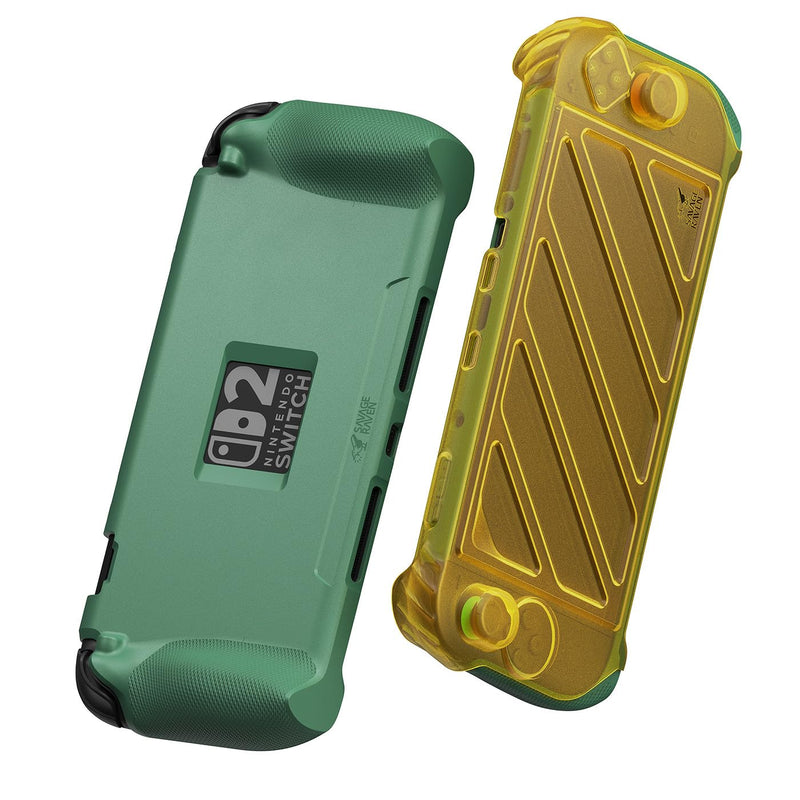 Savage Raven by Skull & Co. StandGrip Front Cover Bundle for Nintendo Switch 2: Protective Case with Textured Grips Full Protection and Hard-Shell Front Cover - Yellow/Green Front Cover [Yellow]+ StandGrip [Green]