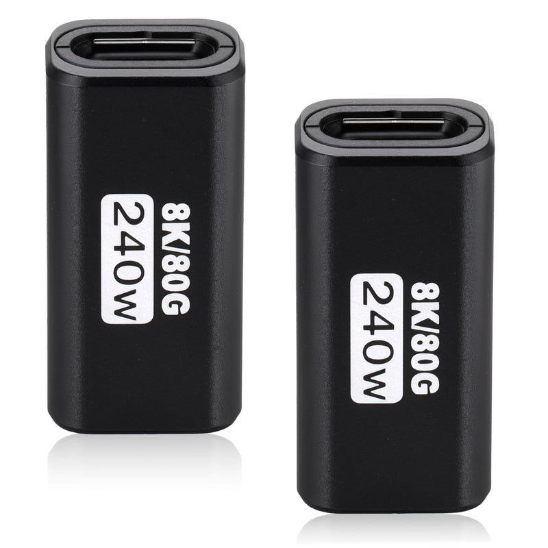 2 PCS USB C Coupler, 80Gbps USB C Female to Female Adapter, 8K@60Hz USBs Adapter Coupler Bidirectional Converter for Laptop, Dock, Tablet