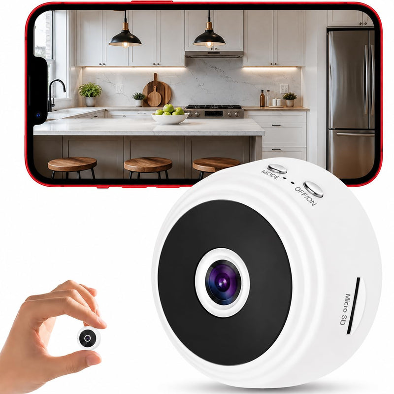 Mini WiFi Camera Indoor Wireless Security Camera with Micro SD Slot, Portable Smart Home Monitor, Magnetic Mini Camera for Office Travel Room white 2