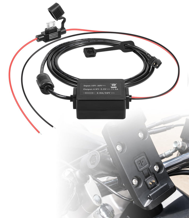 Motorcycle GPS Power Cable Compatible with Garmin Zumo 340, 345, 350LM, 390LM, 395LM & 396 LMT-S, Hardwire Power Cord Harness Replacement for Garmin 010-11843-01