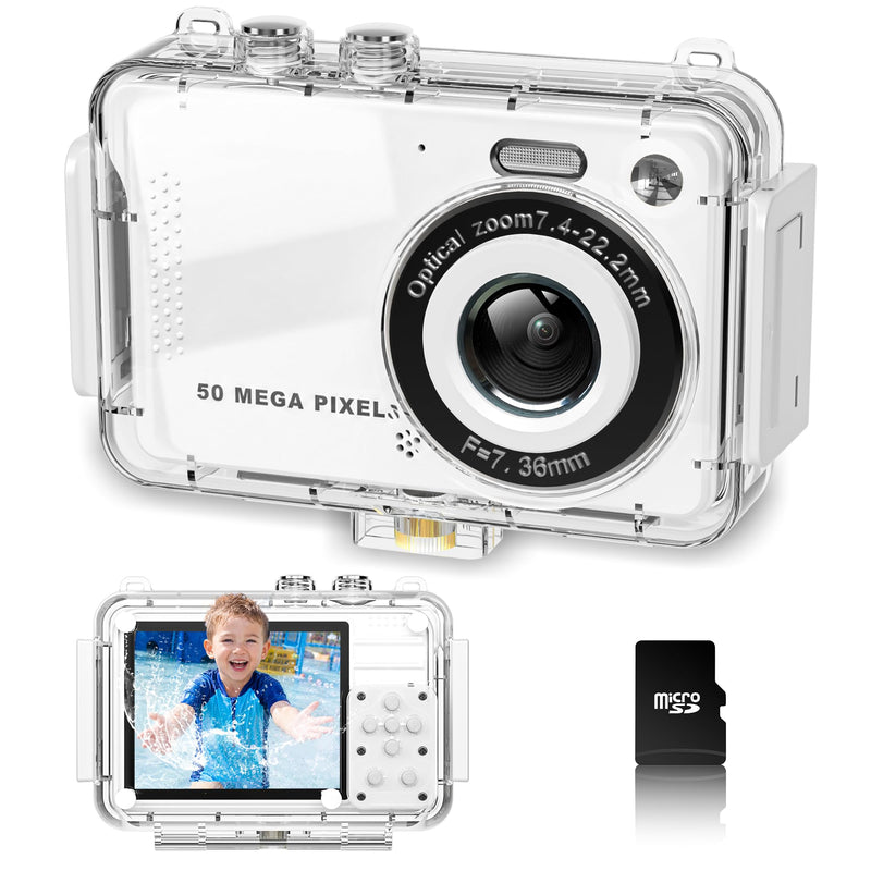 MOMILLA Kids Underwater Camera with Waterproof Case, 4K Digital Camera | 50MP Photos, 16X Digital Zoom Autofocus for Swimming, Travel, Outdoor, Birthday Gifts for 5-16 Year Old Boys Girls