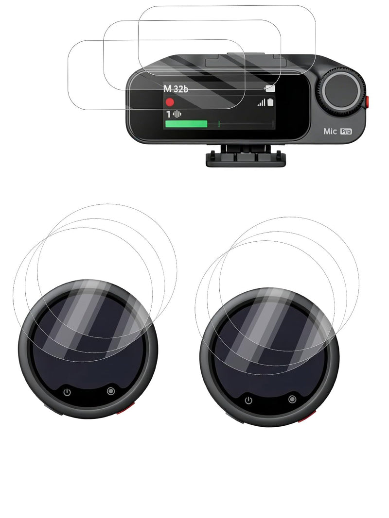 2-in-1 Screen Protector for Insta360 Mic Pro Transmitter & Receiver | 9H Tempered Glass Film Impact Resistance Anti-Fingerprint High Sensitive, 9-PCS
