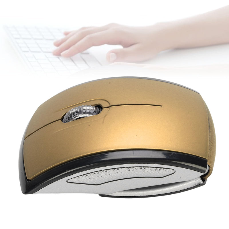 2.4G Foldable Wireless Mouse for Laptop, Portable Travel Mouse with Ultra Flat Folding Design, Compact Mini, for PC Laptop Computer Home Office (Gold)