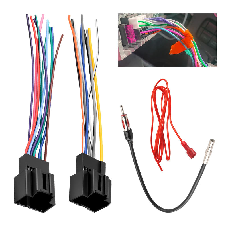Radio Wiring Harness,Plug and Play Car Audio & Video Wiring Harnesses Kit Compatible with Cadillac GMC Chevrolet,Stereo Wirings Harness with Antenna Adapter & Ignition Wire